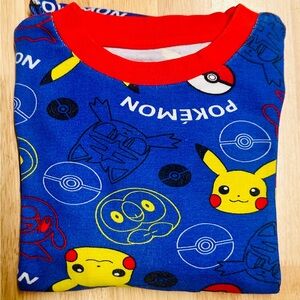 Blue Pikachu Pokémon Boys Pajama Set with Red Trim Age 6-7.